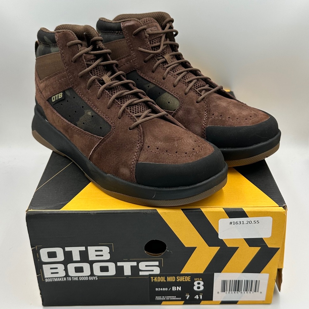 OTB T-Kool Mid Suede Boots Brown Camo Men's Size 8 NIB Work Outdoor Hiking Trail